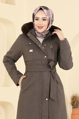 moda selvim Coat 061TGZ1164 Brown - Thumbnail