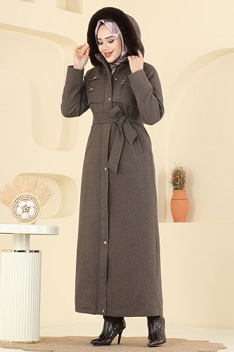 moda selvim Coat 061TGZ1164 Brown - Thumbnail