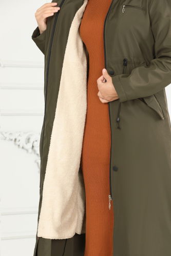 moda selvim Coat 0805MSA980 Khaki - Thumbnail