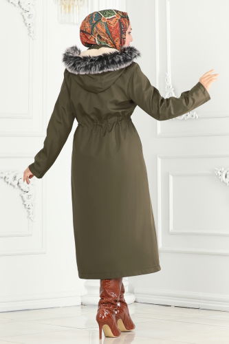 moda selvim Coat 0805MSA980 Khaki - Thumbnail