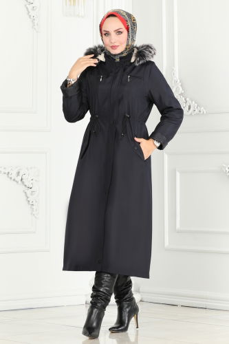 moda selvim Coat 0805MSA980 Navy Blue - Thumbnail