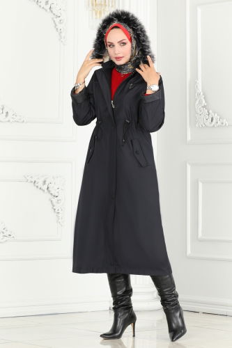 moda selvim Coat 0805MSA980 Navy Blue - Thumbnail