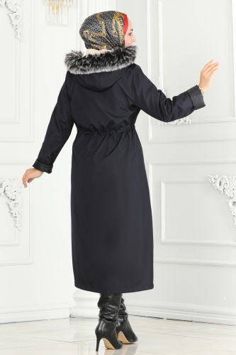 moda selvim Coat 0805MSA980 Navy Blue - Thumbnail