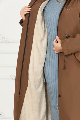 moda selvim Coat 0805MSA980 Tan - Thumbnail