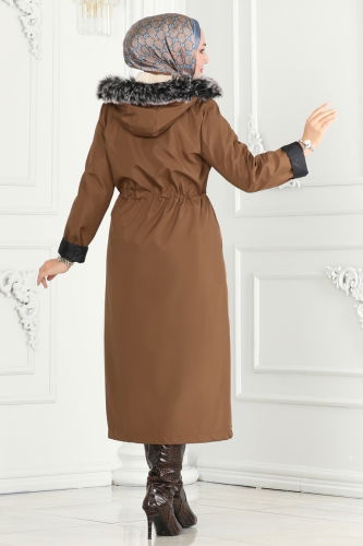 moda selvim Coat 0805MSA980 Tan - Thumbnail