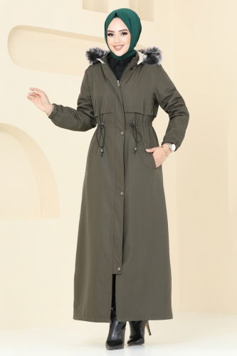 moda selvim Coat 0812MSA980 Dark Khaki - Thumbnail