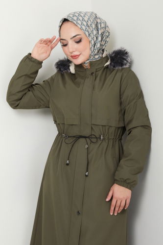 moda selvim Coat 0812MSA980 Khaki - Thumbnail