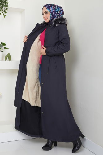 moda selvim Coat 0812MSA980 Navy Blue - Thumbnail