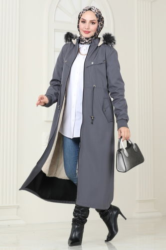 moda selvim Coat 0827MSA980 Anthracite - Thumbnail