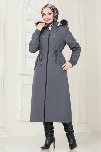 moda selvim Coat 0827MSA980 Anthracite - Thumbnail