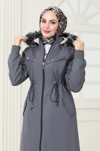 moda selvim Coat 0827MSA980 Anthracite - Thumbnail