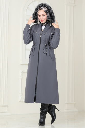 moda selvim Coat 0827MSA980 Anthracite - Thumbnail