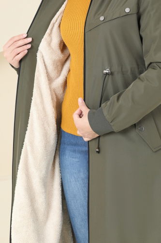 moda selvim Coat 0827MSA980 Khaki - Thumbnail