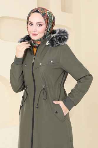 moda selvim Coat 0827MSA980 Khaki - Thumbnail