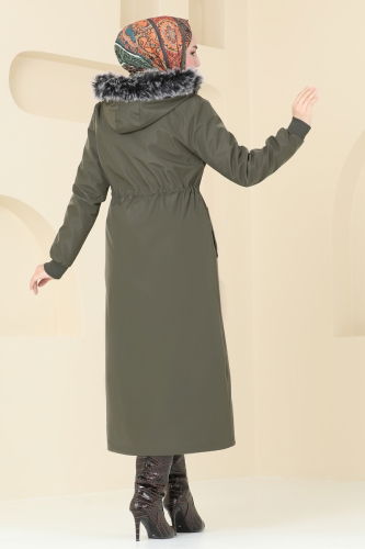 moda selvim Coat 0827MSA980 Khaki - Thumbnail