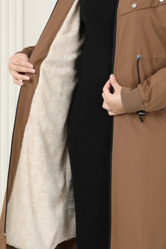 moda selvim Coat 0827MSA980 Tan - Thumbnail