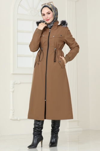 moda selvim Coat 0827MSA980 Tan - Thumbnail