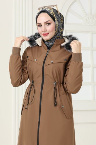 moda selvim Coat 0827MSA980 Tan - Thumbnail