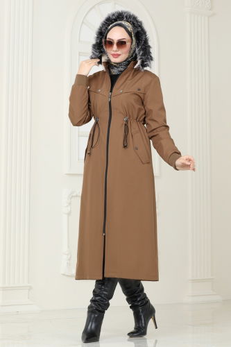 moda selvim Coat 0827MSA980 Tan - Thumbnail