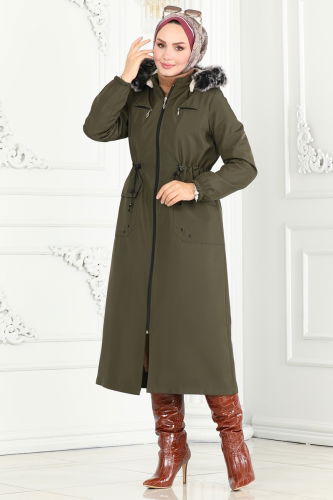 moda selvim Coat 0831MSA980 Khaki - Thumbnail