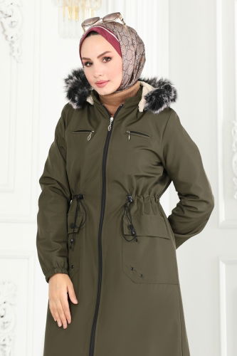 moda selvim Coat 0831MSA980 Khaki - Thumbnail