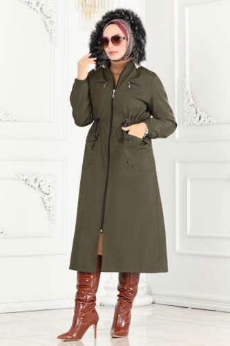 moda selvim Coat 0831MSA980 Khaki - Thumbnail