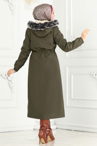 moda selvim Coat 0831MSA980 Khaki - Thumbnail