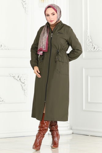 moda selvim Coat 0831MSA980 Khaki - Thumbnail