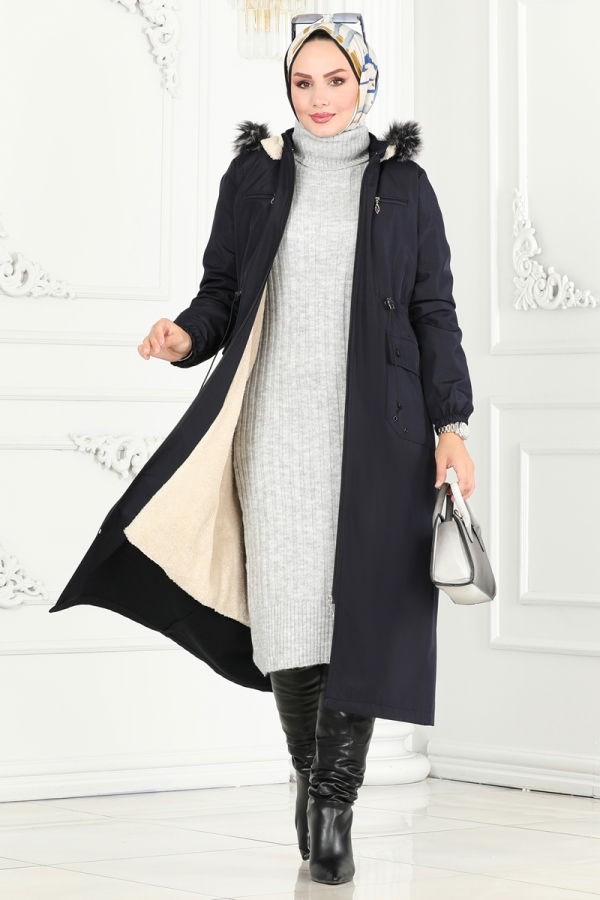 Coat 0831MSA980 Navy Blue - 1