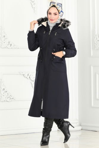 moda selvim Coat 0831MSA980 Navy Blue - Thumbnail