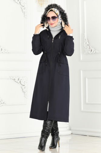 moda selvim Coat 0831MSA980 Navy Blue - Thumbnail