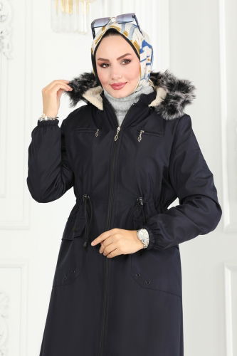 moda selvim Coat 0831MSA980 Navy Blue - Thumbnail