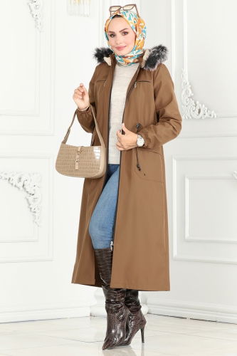 moda selvim Coat 0831MSA980 Tan - Thumbnail