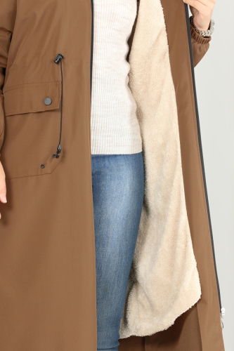 moda selvim Coat 0831MSA980 Tan - Thumbnail