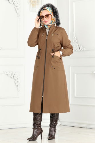 moda selvim Coat 0831MSA980 Tan - Thumbnail