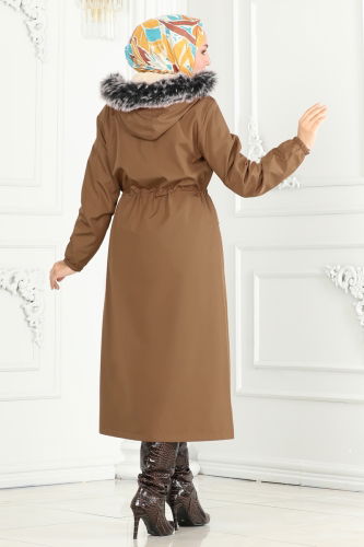 moda selvim Coat 0831MSA980 Tan - Thumbnail