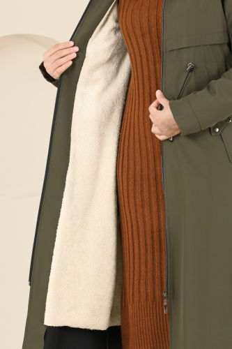 moda selvim Coat 0838MSA980 Khaki - Thumbnail