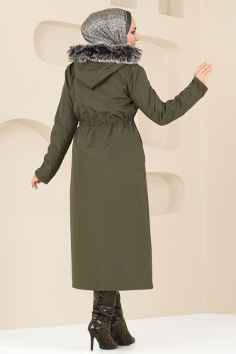 moda selvim Coat 0838MSA980 Khaki - Thumbnail