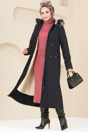 moda selvim Coat 0838MSA980 Navy Blue - Thumbnail