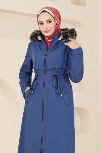 moda selvim Coat 0838MSA980 Saxe - Thumbnail