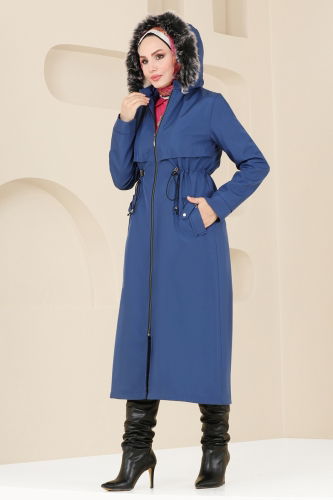 moda selvim Coat 0838MSA980 Saxe - Thumbnail