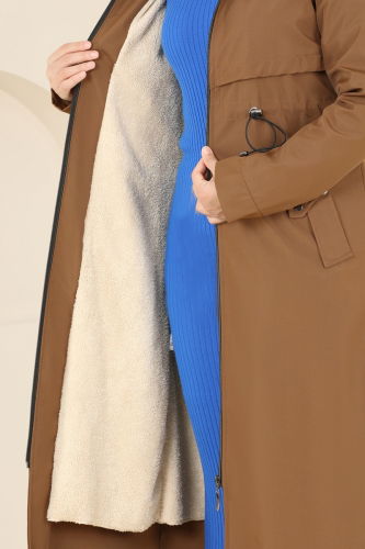 moda selvim Coat 0838MSA980 Tan - Thumbnail