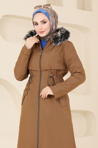 moda selvim Coat 0838MSA980 Tan - Thumbnail