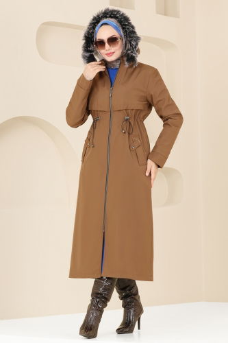 moda selvim Coat 0838MSA980 Tan - Thumbnail