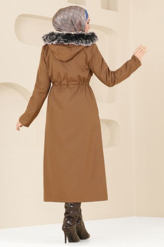 moda selvim Coat 0838MSA980 Tan - Thumbnail