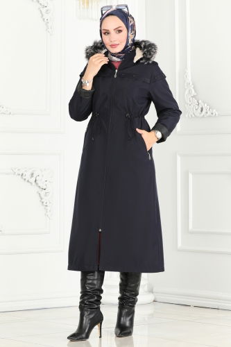 moda selvim Coat 0851MSA980 Navy Blue - Thumbnail