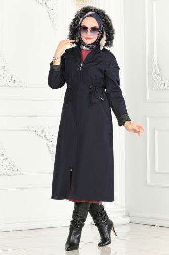 moda selvim Coat 0851MSA980 Navy Blue - Thumbnail