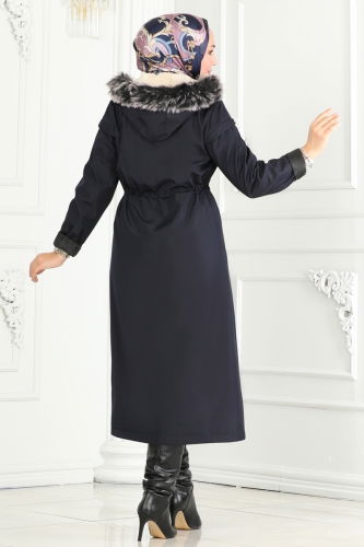 moda selvim Coat 0851MSA980 Navy Blue - Thumbnail