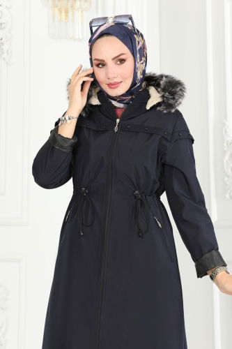 moda selvim Coat 0851MSA980 Navy Blue - Thumbnail