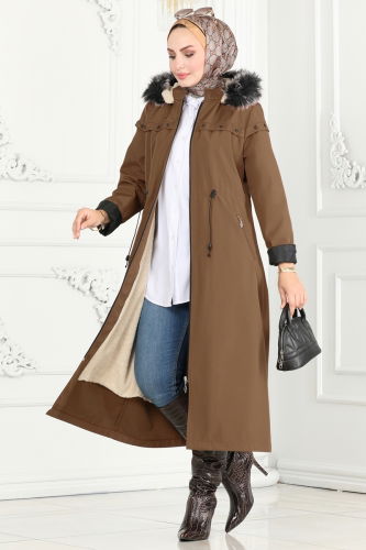 moda selvim Coat 0851MSA980 Tan - Thumbnail